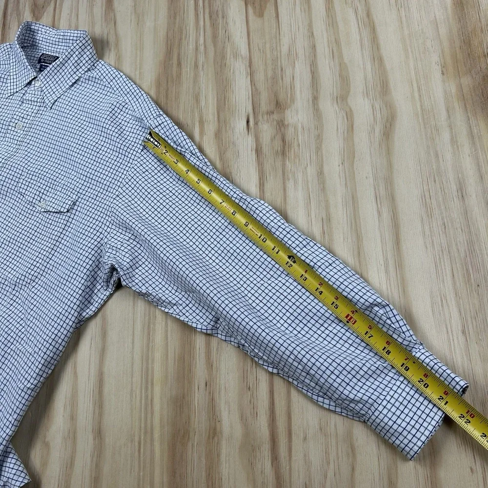 Polo Ralph Lauren Men's Large White Wyatt Check Long Sleeve Button Shirt Pocket